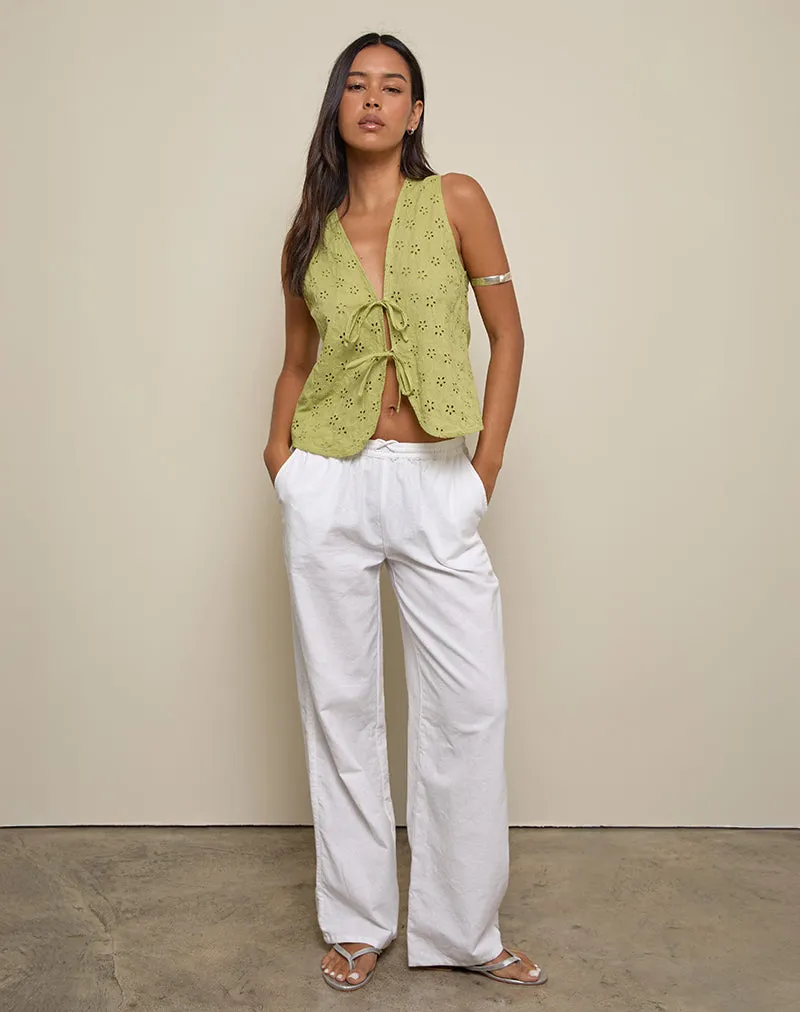 Kayve Tie-Front Top in Little Daisy Broderie Lime sold by Motel Rocks product image thumbnail 5