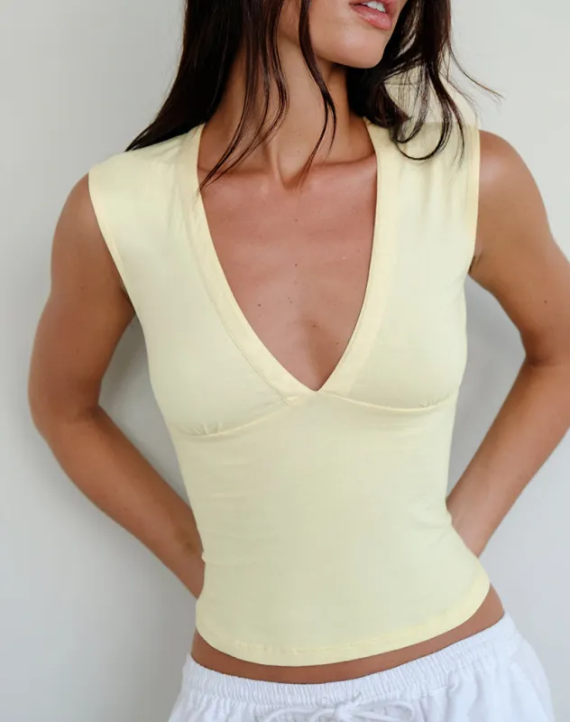 Emberly Plunge Top in Lemon sold by Motel Rocks