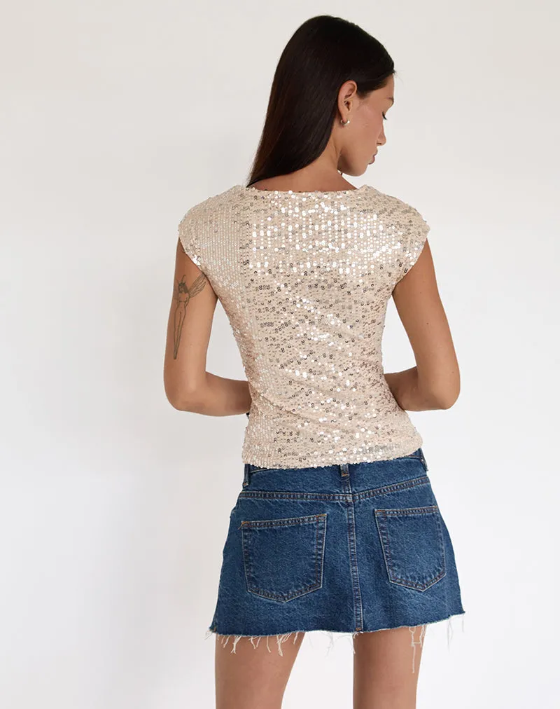 Nova Top in Sequin Neutral sold by Motel Rocks product image thumbnail 4