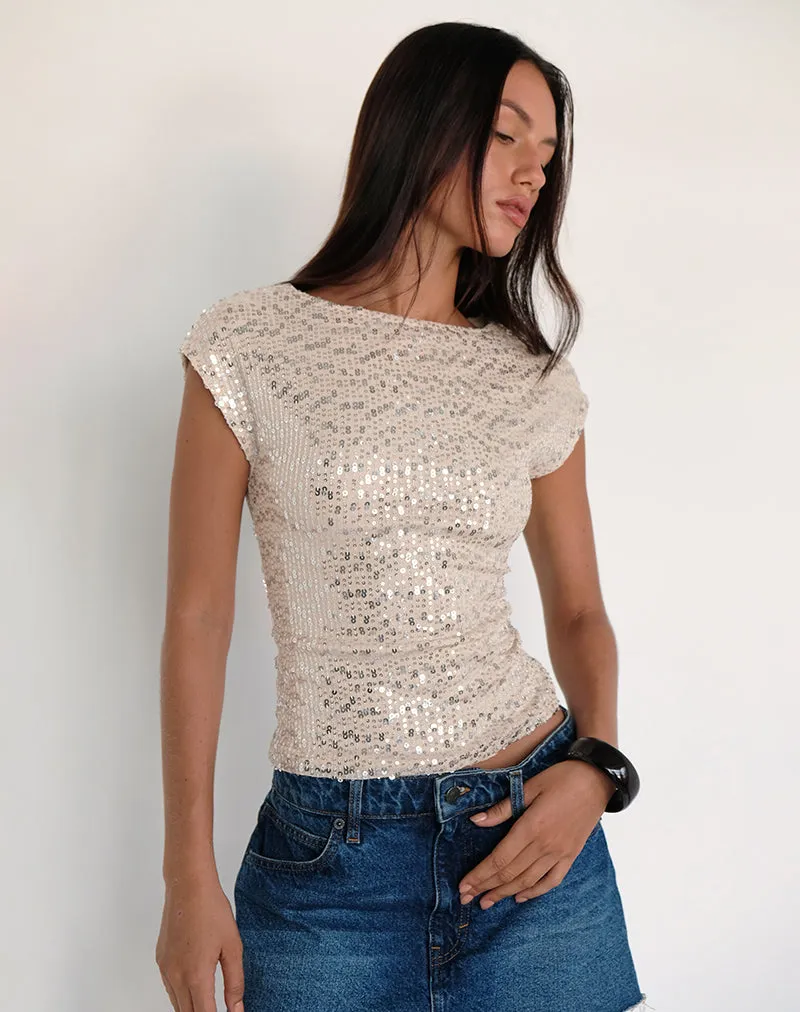 Nova Top in Sequin Neutral sold by Motel Rocks product image thumbnail 2