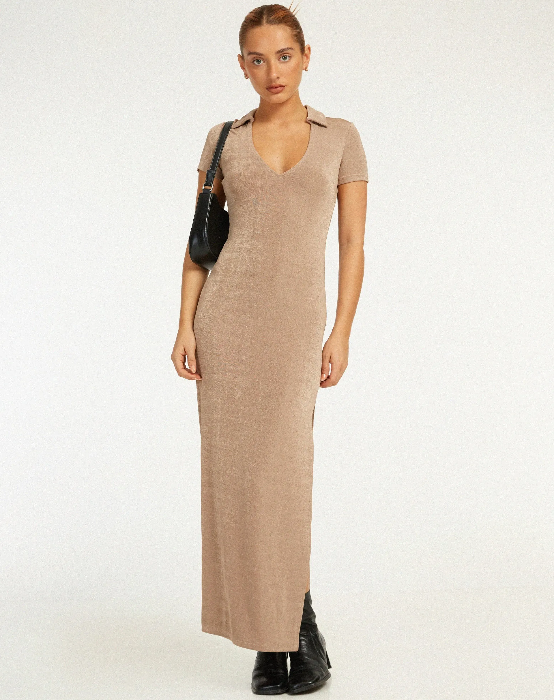 Savita Maxi Dress in Mink sold by Motel Rocks