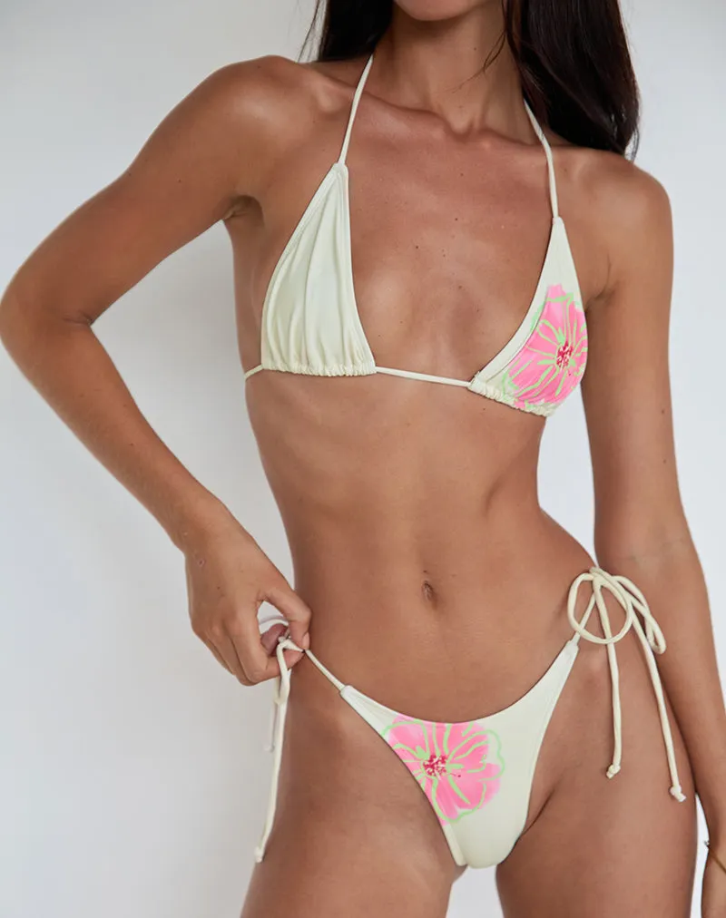 Lentra Bikini Bottom in Ivory and Pink Watercolour Flower sold by Motel Rocks product image thumbnail 2