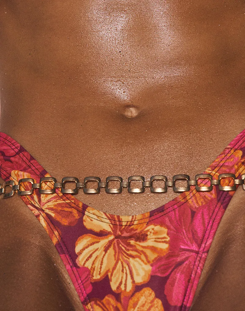 Farida Bikini Bottom in Sketchy Hibiscus Burgundy sold by Motel Rocks product image thumbnail 3