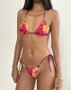 Pami Bikini Top in Sketch Hibiscus Burgundy with Contrast Ties sold by Motel Rocks