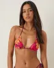 Pami Bikini Top in Sketch Hibiscus Burgundy with Contrast Ties sold by Motel Rocks