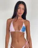 Pami Bikini Top in Pink and Blue Watercolour Flower sold by Motel Rocks