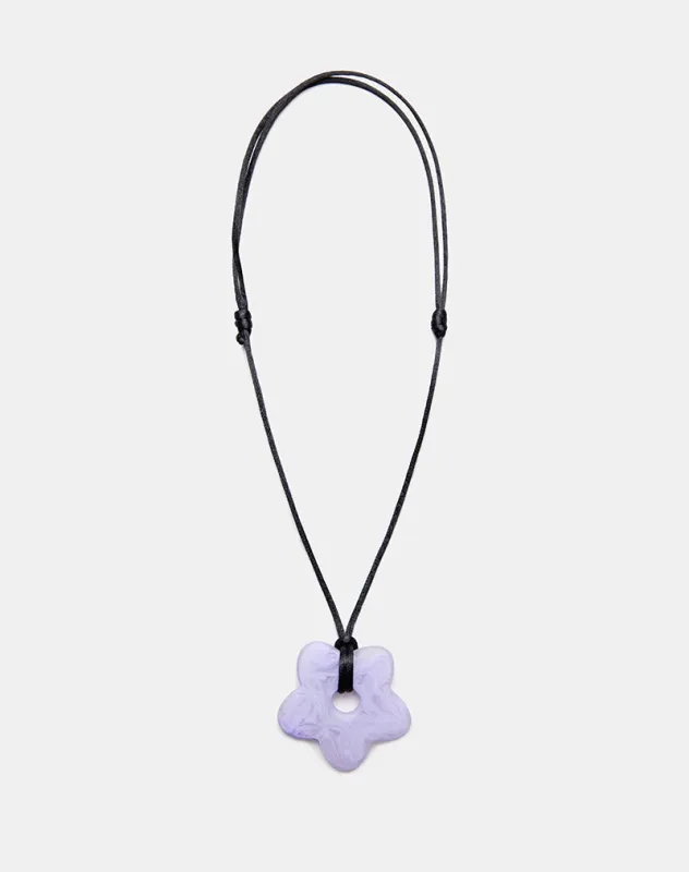 Flower Necklace in Resin Lilac sold by Motel Rocks