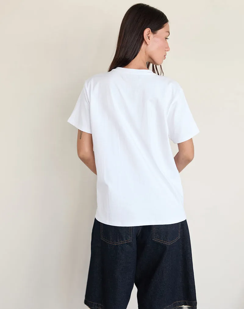 Oversize Basic Tee in White with Gemini Motel Pet Print sold by Motel Rocks product image thumbnail 4