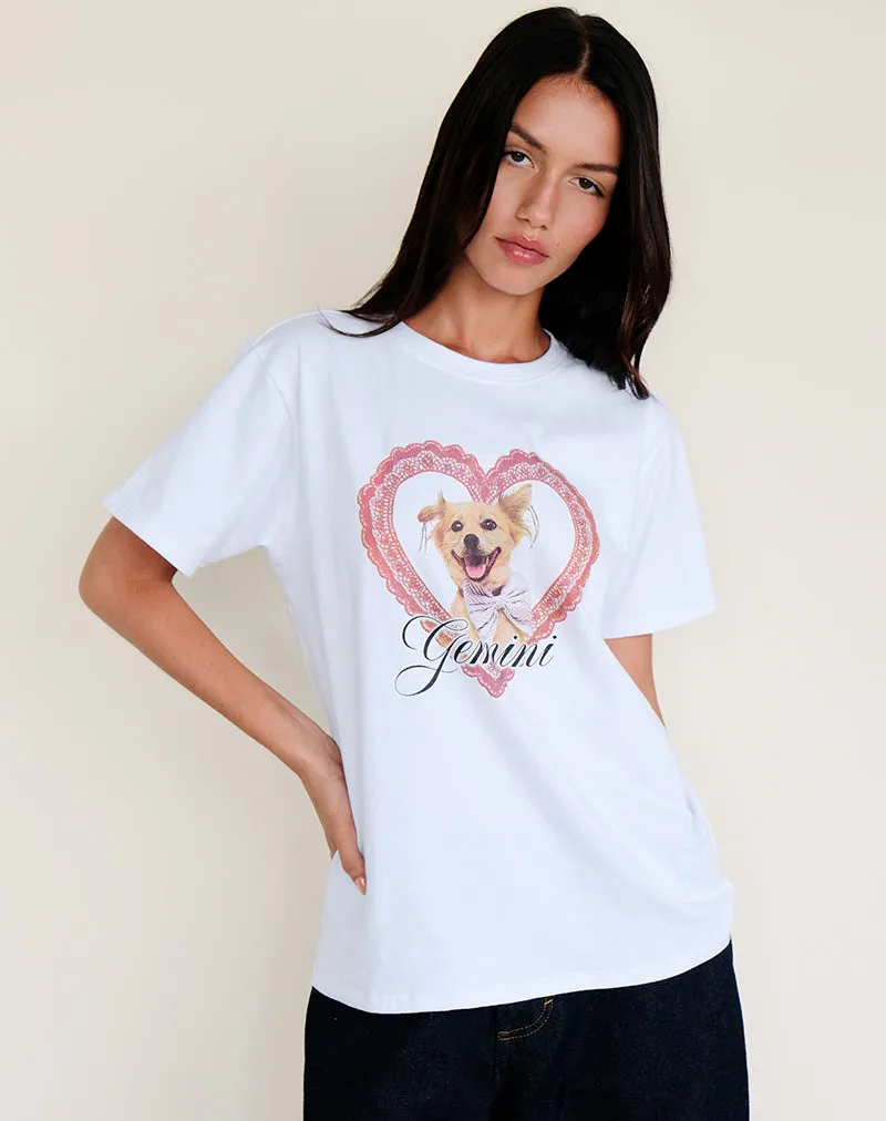 Oversize Basic Tee in White with Gemini Motel Pet Print sold by Motel Rocks product image thumbnail 3
