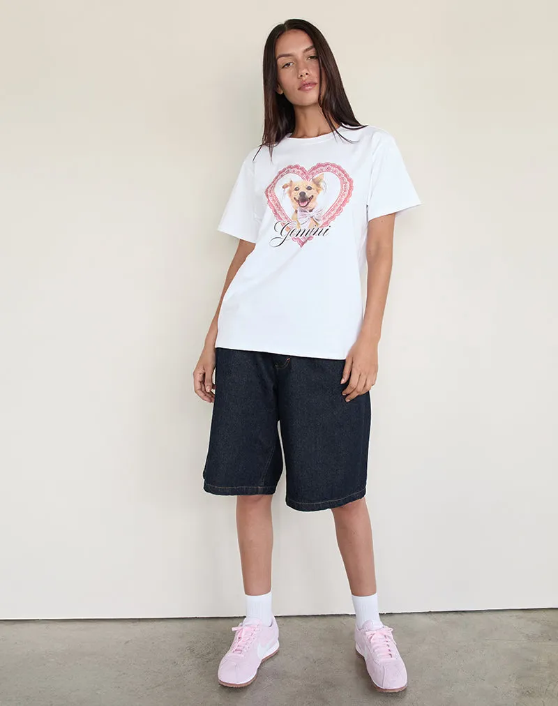 Oversize Basic Tee in White with Gemini Motel Pet Print sold by Motel Rocks product image thumbnail 2