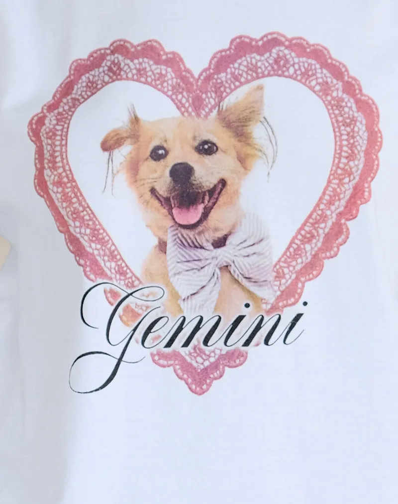 Oversize Basic Tee in White with Gemini Motel Pet Print sold by Motel Rocks product image thumbnail 5
