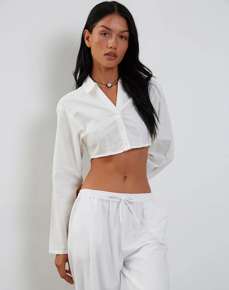 Elyse Cropped Shirt in Off White sold by Motel Rocks product image thumbnail 3