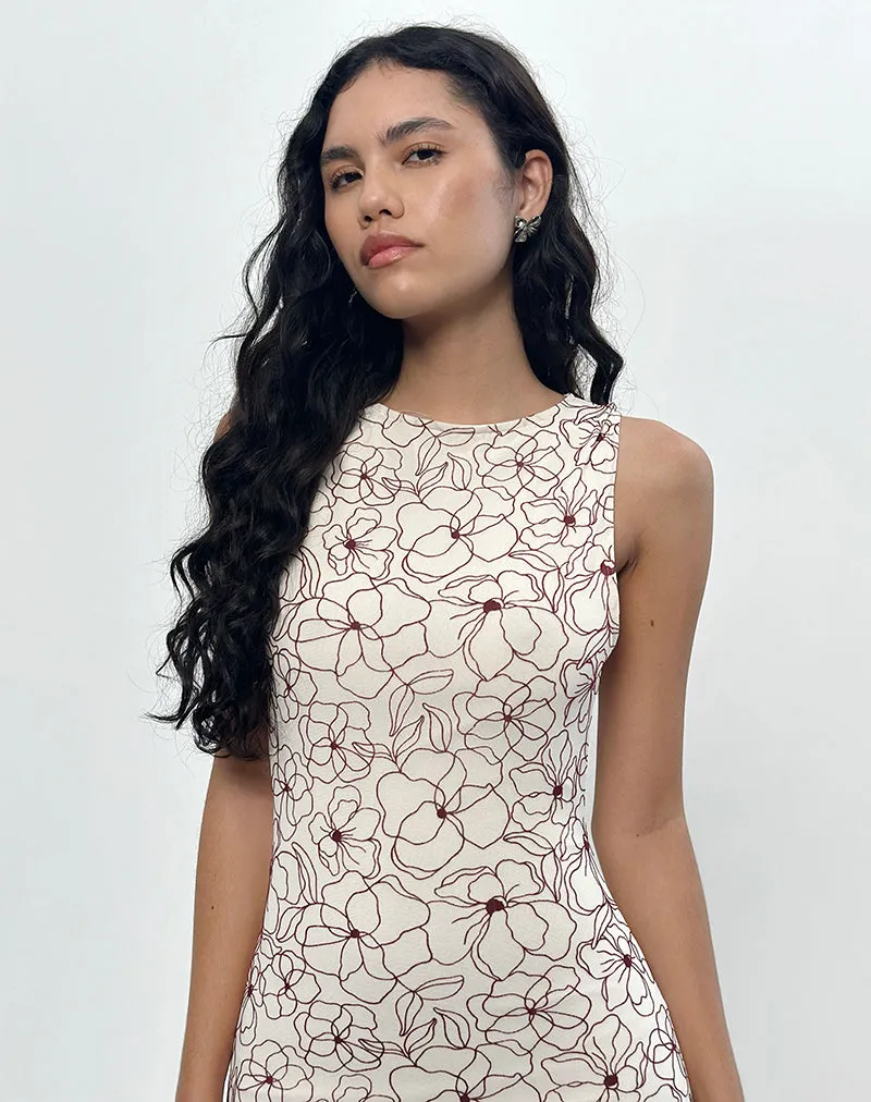 Hoover Maxi Dress in Line Flower Cream sold by Motel Rocks product image thumbnail 2