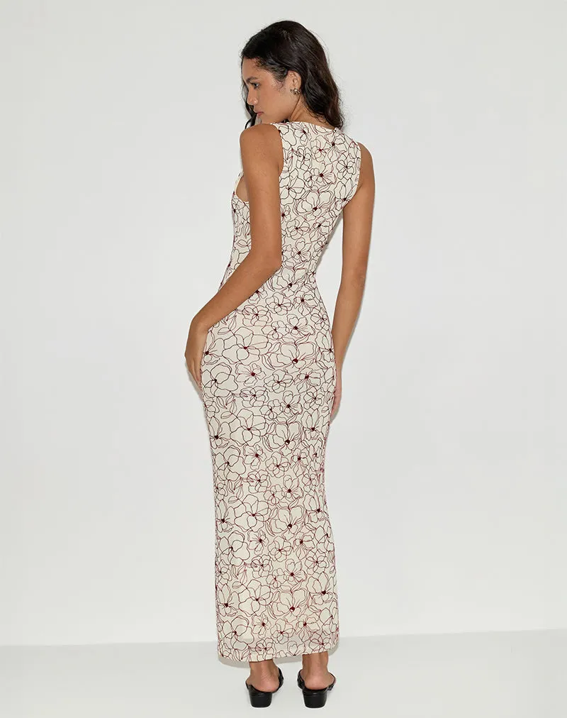 Hoover Maxi Dress in Line Flower Cream sold by Motel Rocks product image thumbnail 5