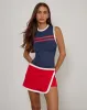Monlo Top in Airtex Navy with Red Stripe sold by Motel Rocks