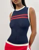 Monlo Top in Airtex Navy with Red Stripe sold by Motel Rocks