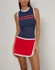 Monlo Top in Airtex Navy with Red Stripe sold by Motel Rocks