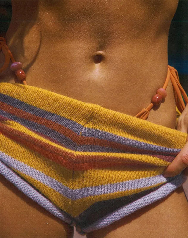 Nikaya Knit Shorts in Multi Stripe Sunset made by Motel Rocks