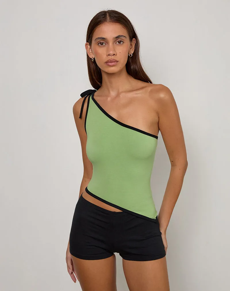Lenti Asymmetric Top in Sage Green with Black Binding sold by Motel Rocks product image thumbnail 5