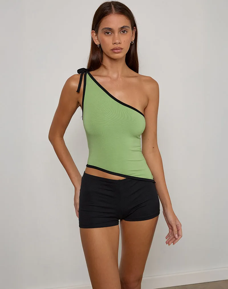 Lenti Asymmetric Top in Sage Green with Black Binding sold by Motel Rocks product image thumbnail 4