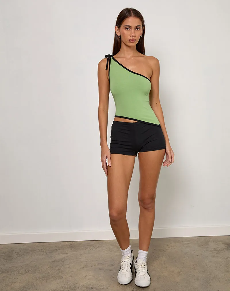 Lenti Asymmetric Top in Sage Green with Black Binding sold by Motel Rocks product image thumbnail 3
