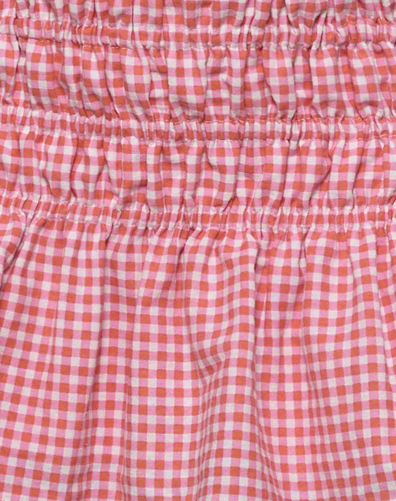 Rikako Mini Skirt in Mini Gingham Peach sold by Motel Rocks product image thumbnail 5