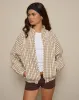 Kalle Shell Jacket in Brown Check sold by Motel Rocks