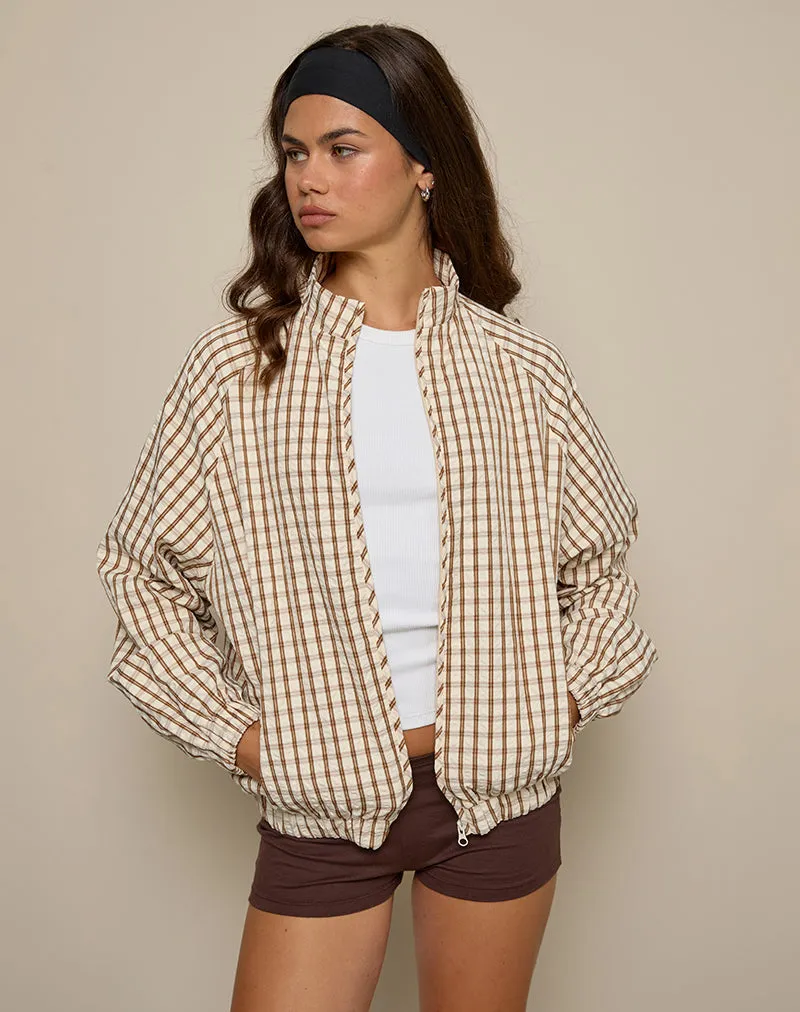 Kalle Shell Jacket in Brown Check sold by Motel Rocks product image thumbnail 3