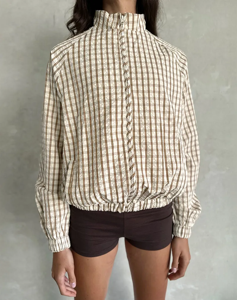 Kalle Shell Jacket in Brown Check sold by Motel Rocks product image thumbnail 2