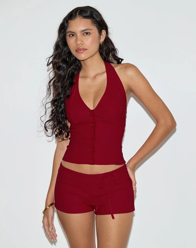 Lija Tie Belt Shorts in Tailoring Red sold by Motel Rocks product image thumbnail 2