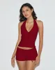 Ortee Halterneck Top in Tailoring Red sold by Motel Rocks