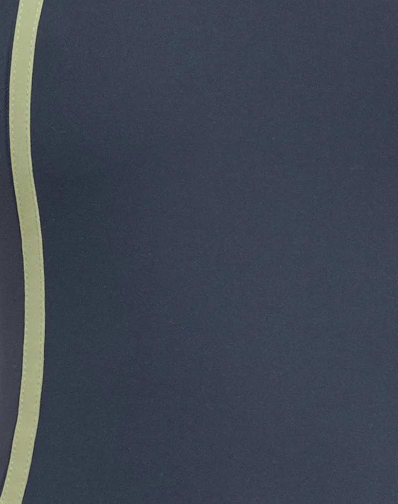 Pilon Vest top in Navy with Sage Binding sold by Motel Rocks product image thumbnail 5