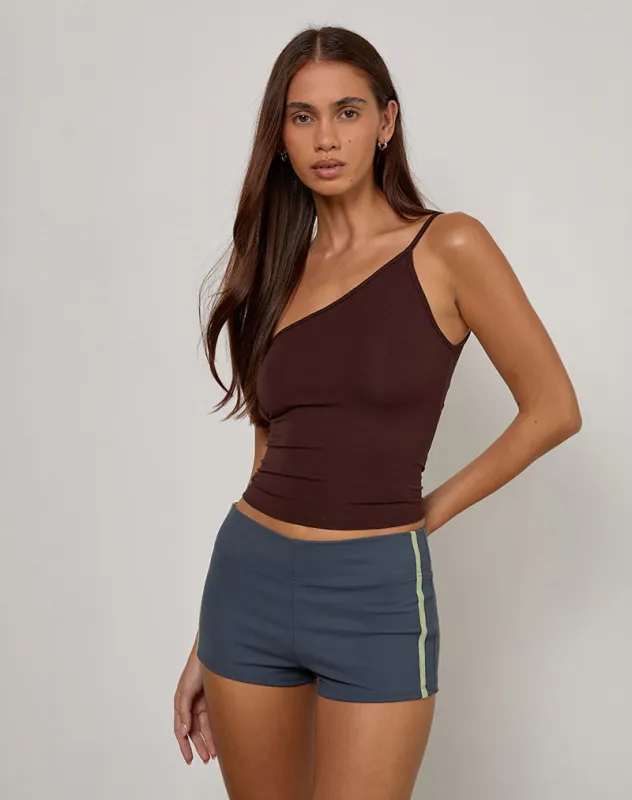 Rapal Short in Navy with Sage Binding sold by Motel Rocks