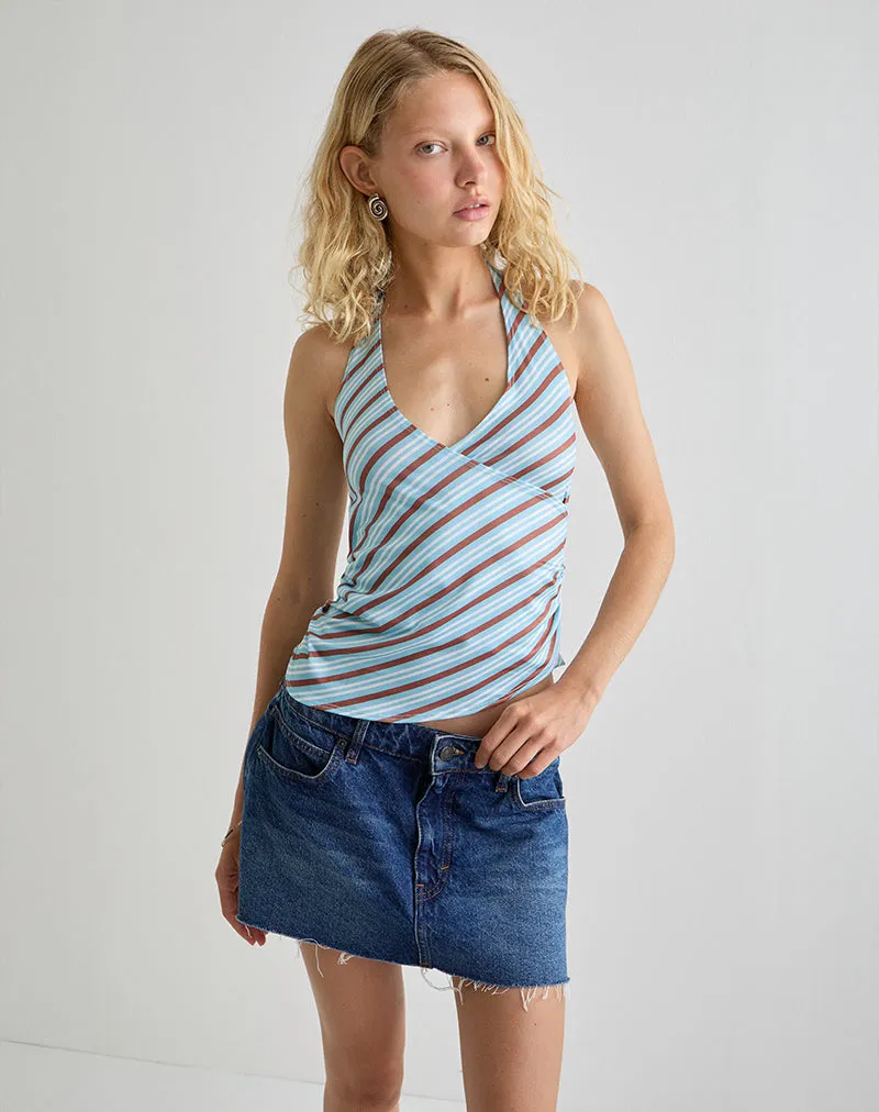 Fayez Slinky Top in Diagonal Striped Light Blue sold by Motel Rocks product image thumbnail 5