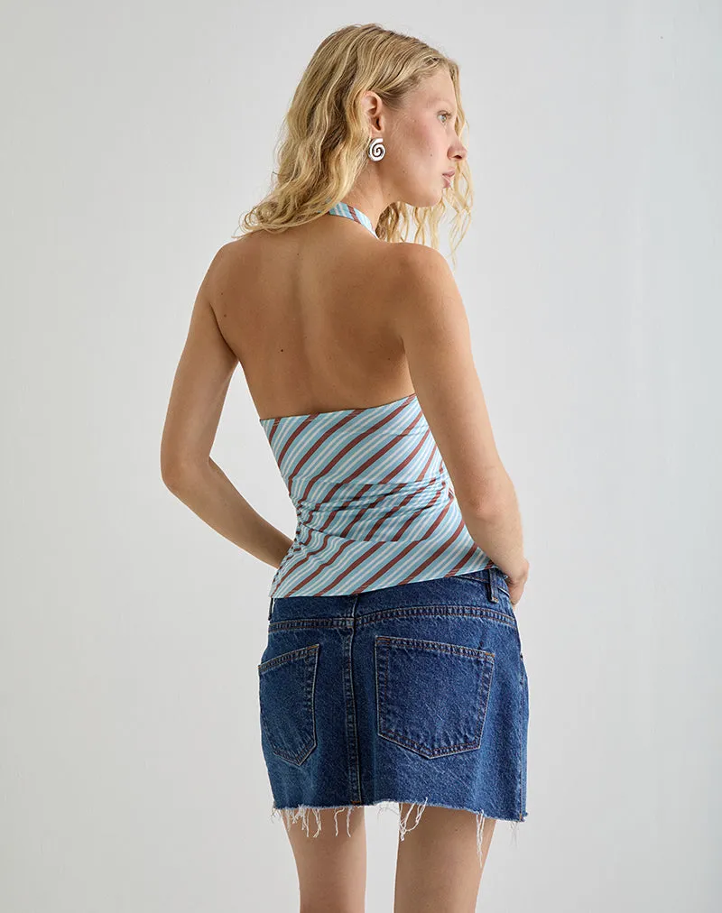 Fayez Slinky Top in Diagonal Striped Light Blue sold by Motel Rocks product image thumbnail 4