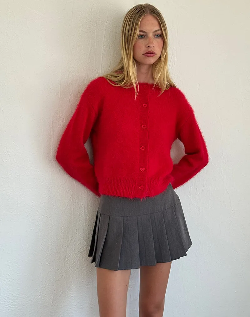 Audrina Cardigan in Fluffy Red sold by Motel Rocks