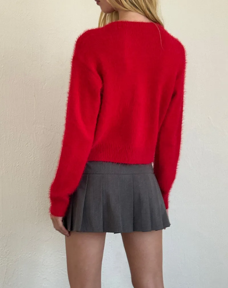 Audrina Cardigan in Fluffy Red sold by Motel Rocks product image thumbnail 4