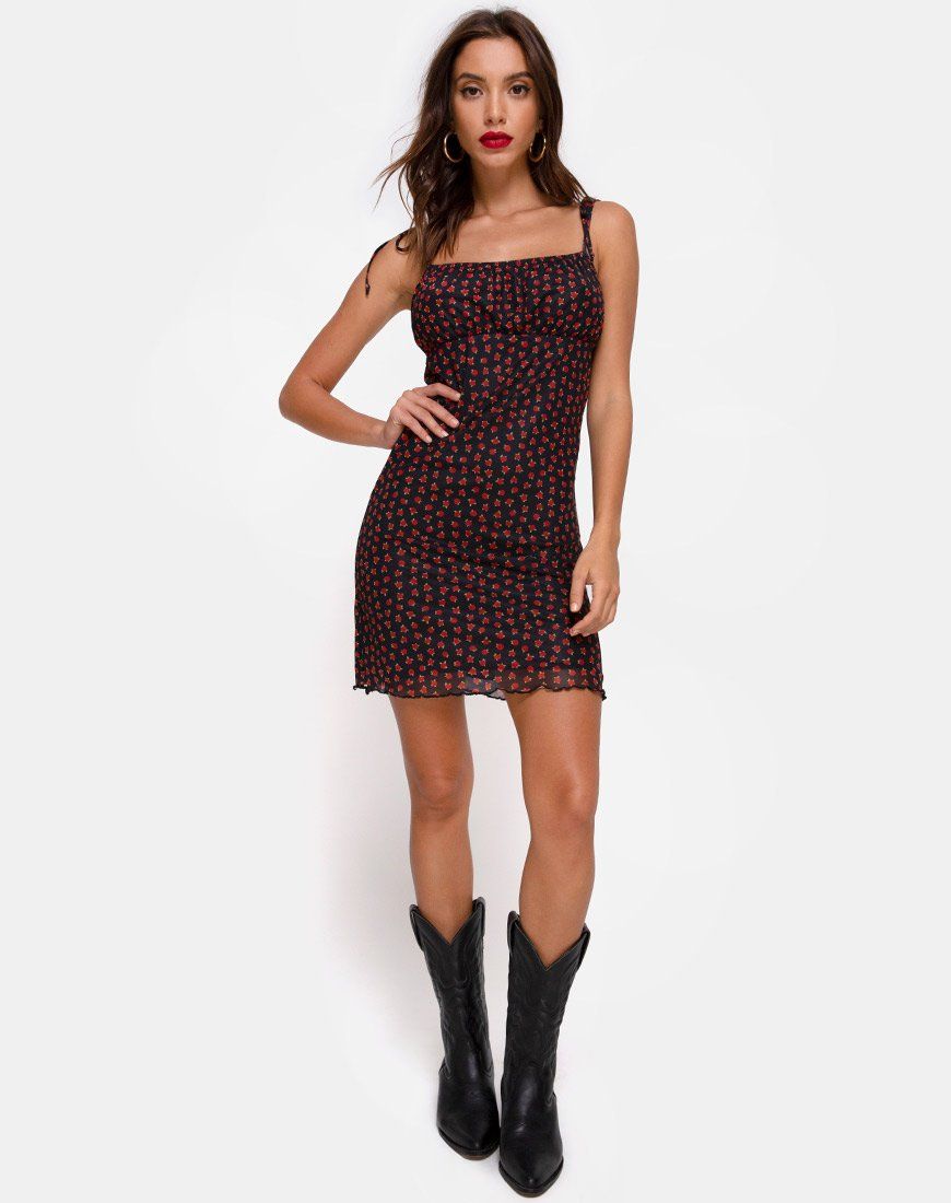 Kaline Dress in Dotty Rose Net sold by Motel Rocks product image thumbnail 2