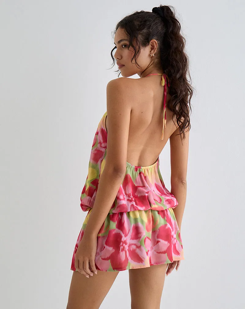 Veloria Mini Dress in Bold Multi Colour Floral sold by Motel Rocks product image thumbnail 5