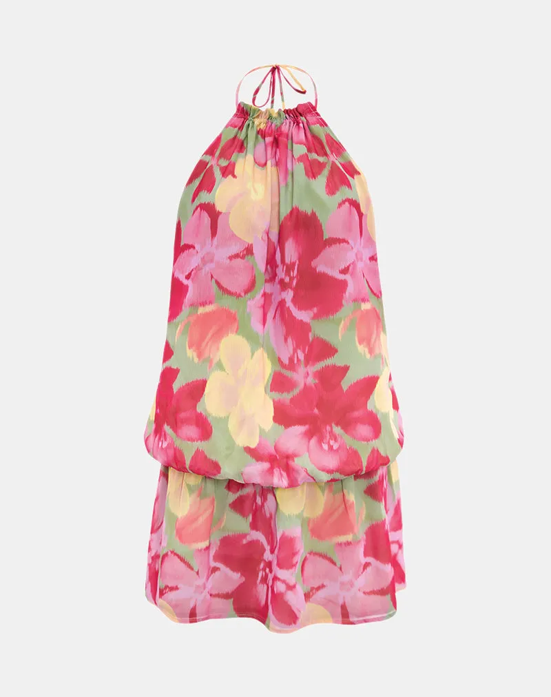 Veloria Mini Dress in Bold Multi Colour Floral sold by Motel Rocks