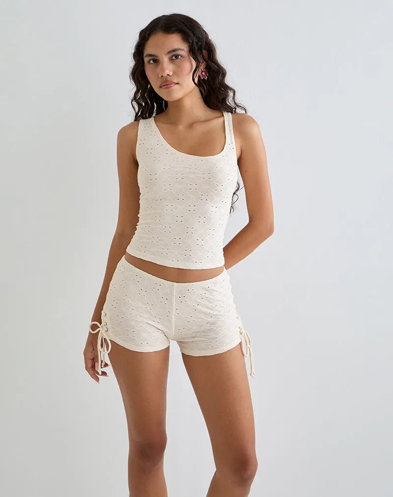Fukama Sleeveless Top in Stretch Broderie Cream sold by Motel Rocks product image thumbnail 4