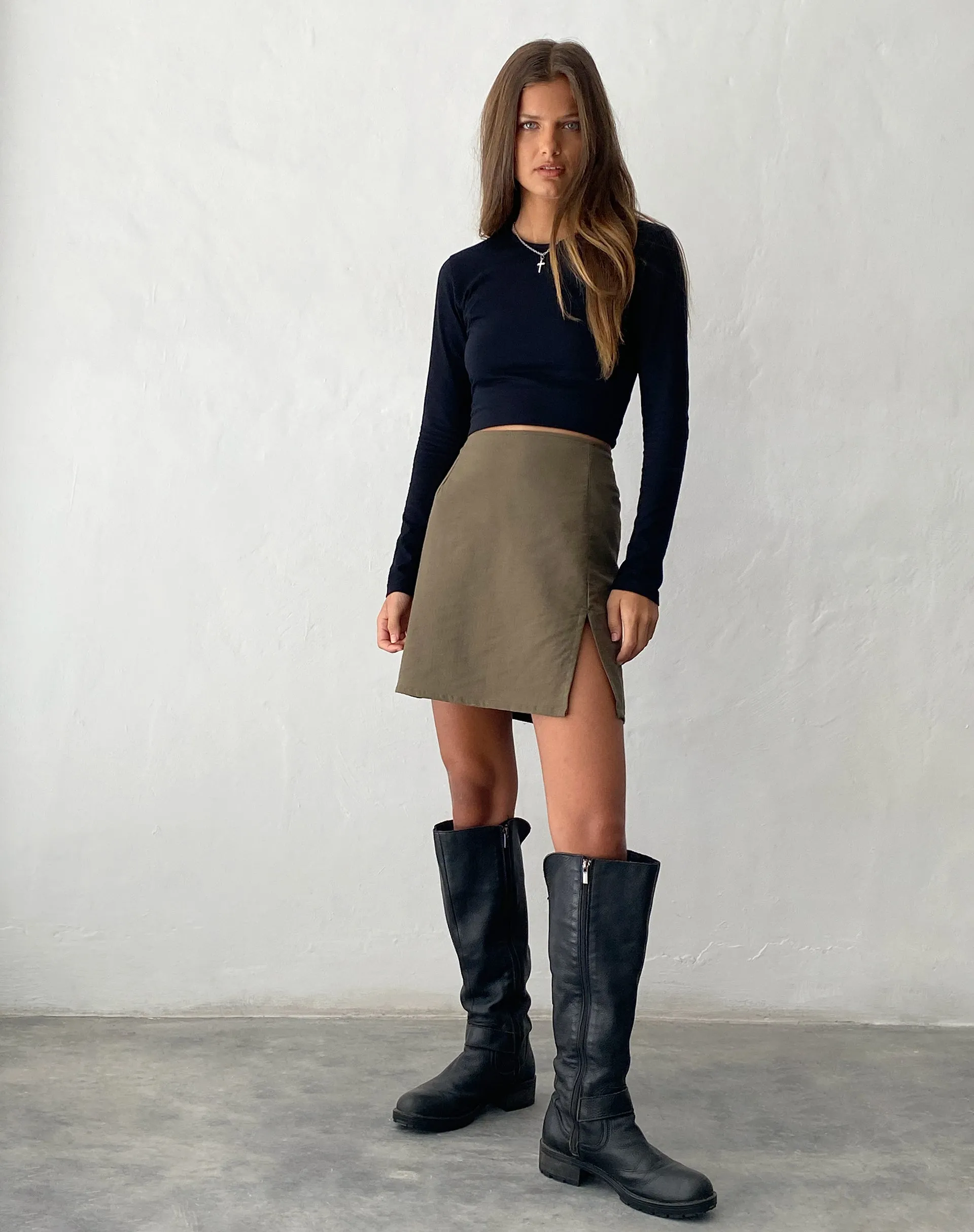 Sheny Mini Skirt in Khaki sold by Motel Rocks product image thumbnail 5