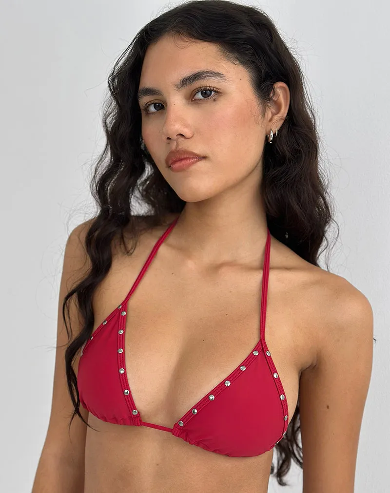 Pami Bikini Top in Red with Studs sold by Motel Rocks product image thumbnail 2
