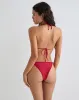 Pami Bikini Top in Red with Studs sold by Motel Rocks