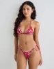 Lentra Bikini Bottom in Zebra Red with Beads sold by Motel Rocks