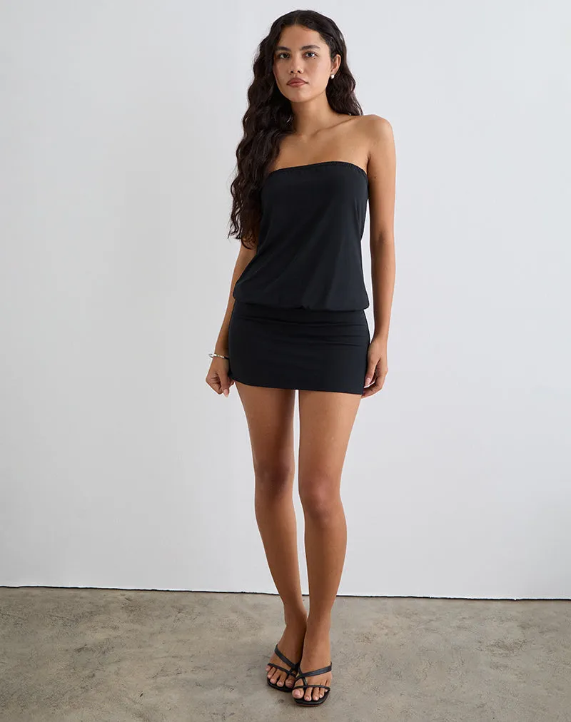 Belia Cinched Waist Mini Dress in Black sold by Motel Rocks product image thumbnail 3
