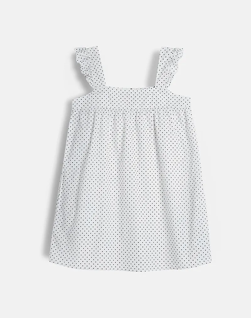 Sanaly Mini Dress in White with Black Micro Polka sold by Motel Rocks product image thumbnail 2