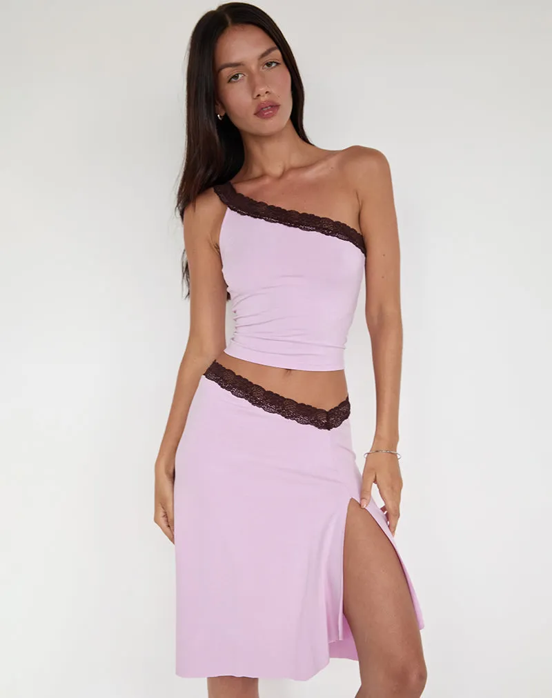 Laudine Midi Skirt in Lavender with Bitter Chocolate Lace sold by Motel Rocks product image thumbnail 5