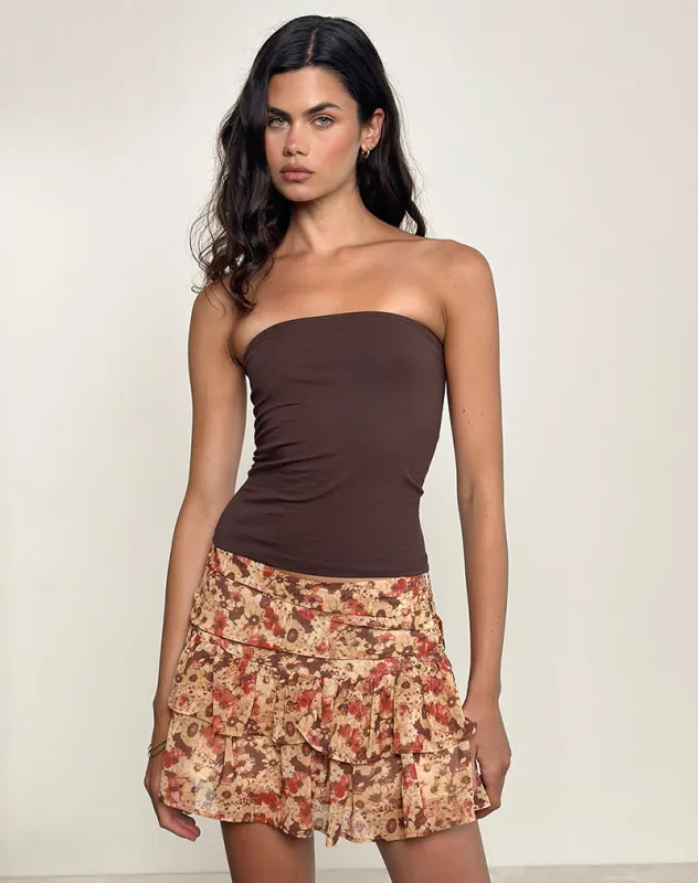 Masama Frill Mini Skirt in Chiffon Rusty Flower made by Motel Rocks