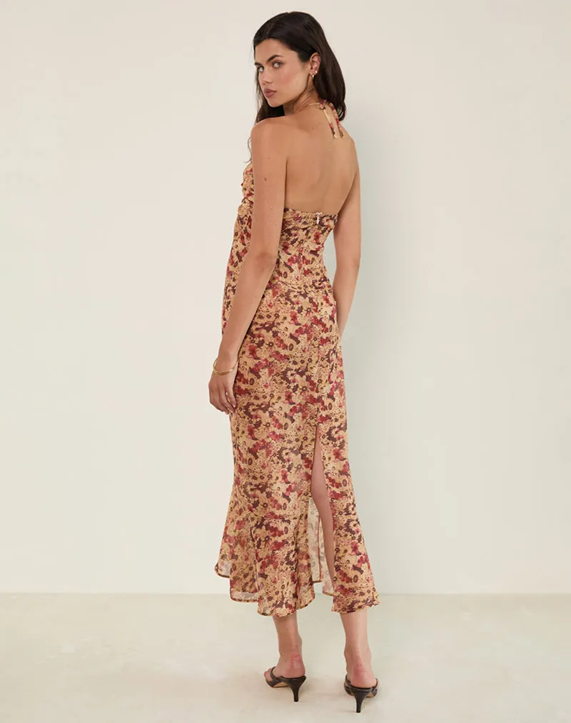 Alette Halterneck Maxi Dress in Chiffon Rusty Flower sold by Motel Rocks product image thumbnail 5